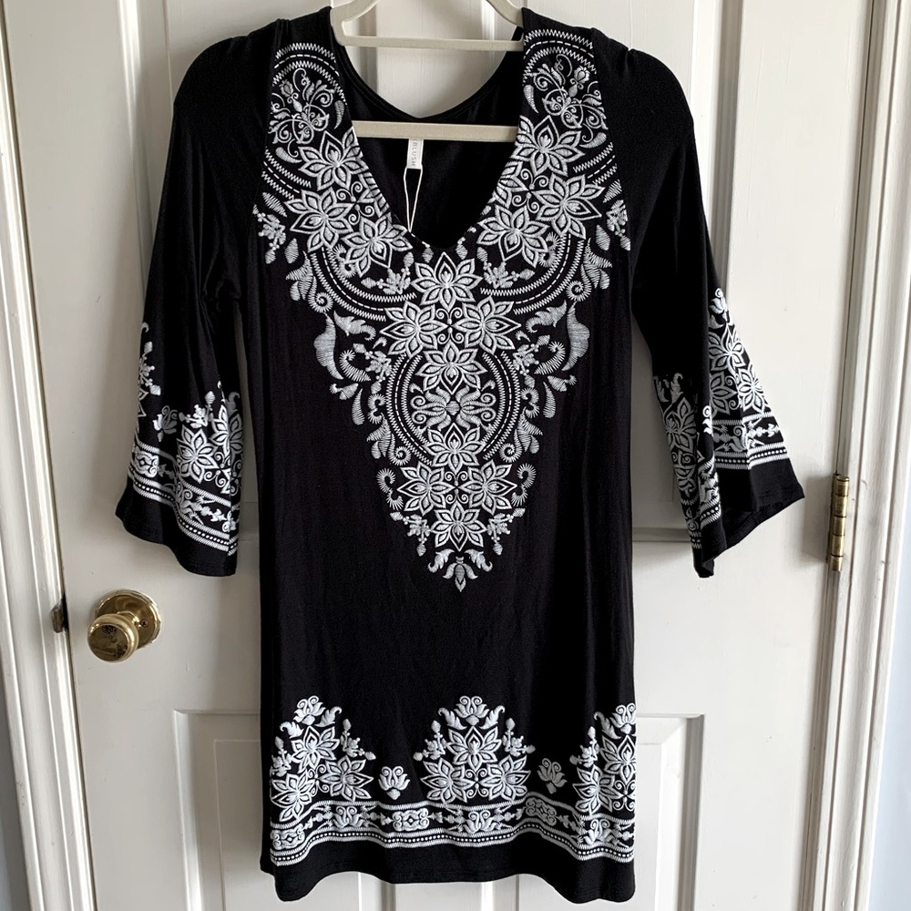 PinkBlush Black and White Printed Tunic